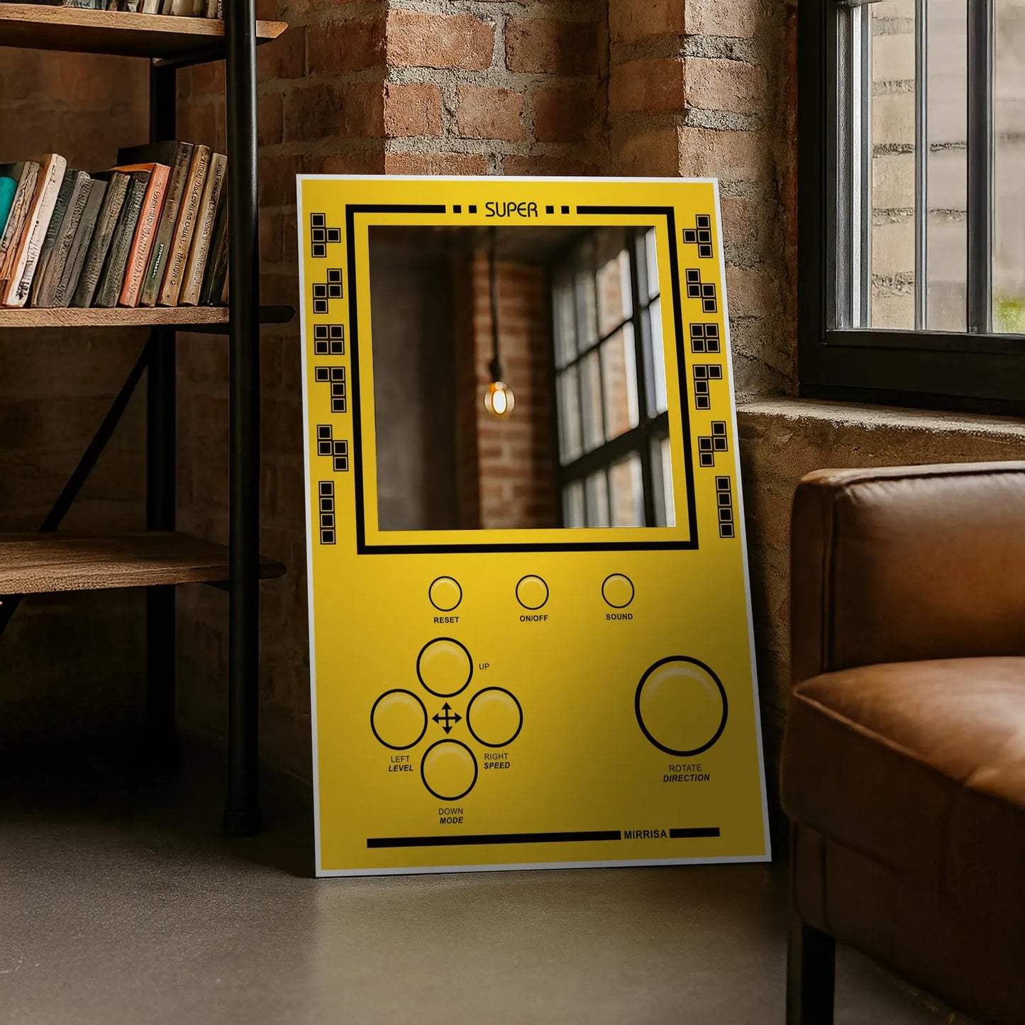 Miroir Tetris : décoration murale géométrique rétro, cadeau pour gamer