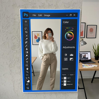 Miroir mural à thème Photoshop pour designers et artistes numériques