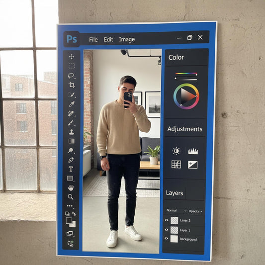 Miroir mural à thème Photoshop pour designers et artistes numériques