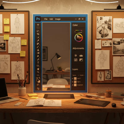 Miroir mural à thème Photoshop pour designers et artistes numériques